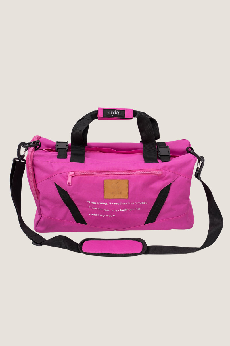 Pink and black motivation gym bag