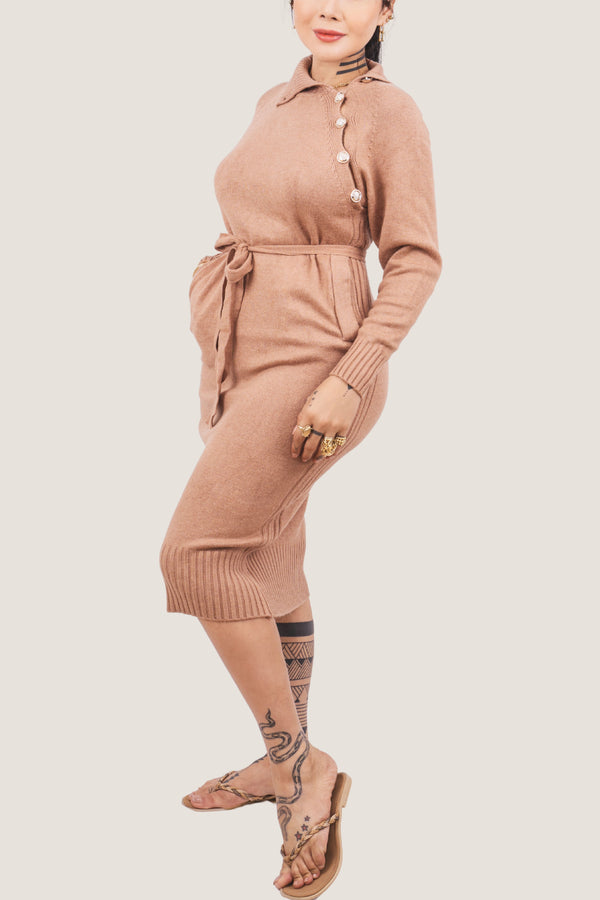 Lana Bodycon Herbstbeiges Kleid