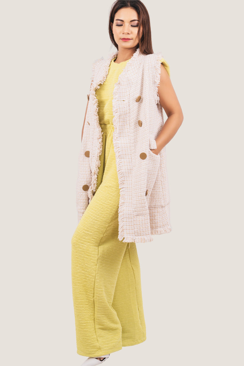 Gilet in tweed color crema