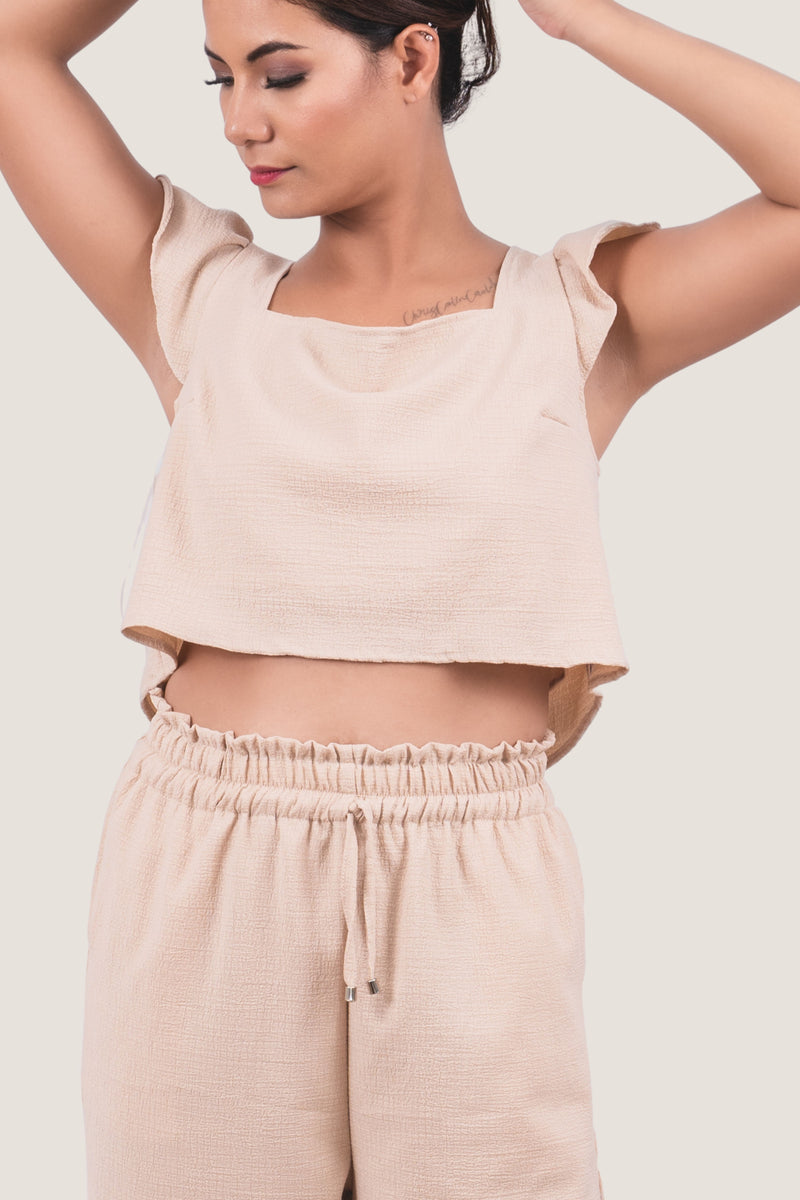 Beigefarbenes, entspannendes Loungewear-Set