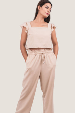 Beigefarbenes, entspannendes Loungewear-Set